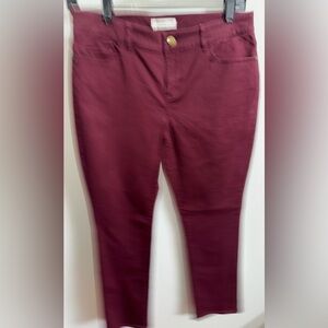 Cold Water Creek High-Rise Slim Leg Pants in Deep Wine skinny/straight leg